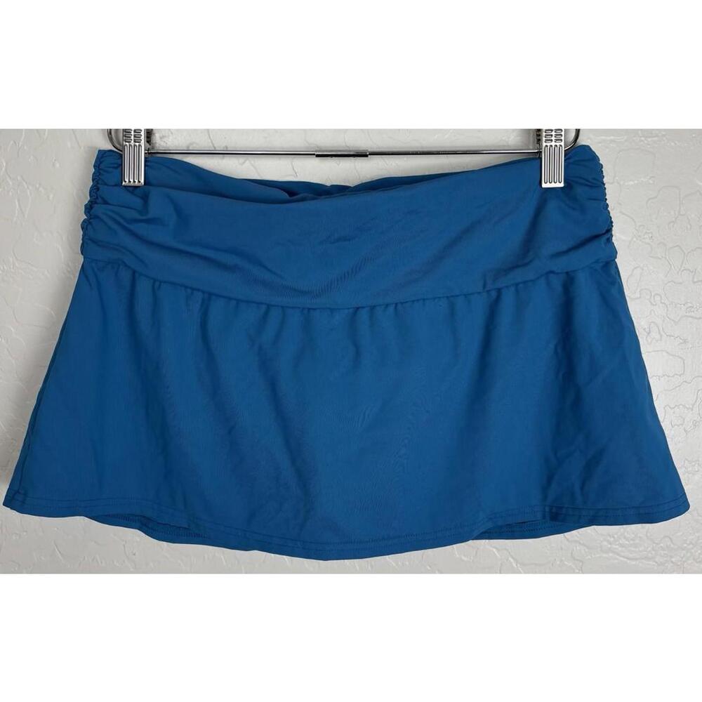NEW Lands End Blue Ruched Swim Skirt with Built-in Brief Size 10 1696